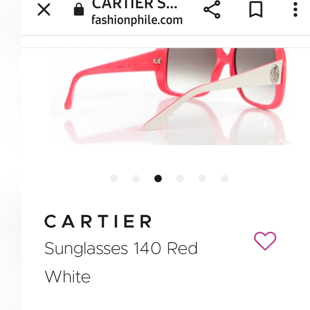 CARTIER White Red Pink Logo France Luxury Oversized CHARLIE Unisex Sunglasses 6" - Picture 12 of 16